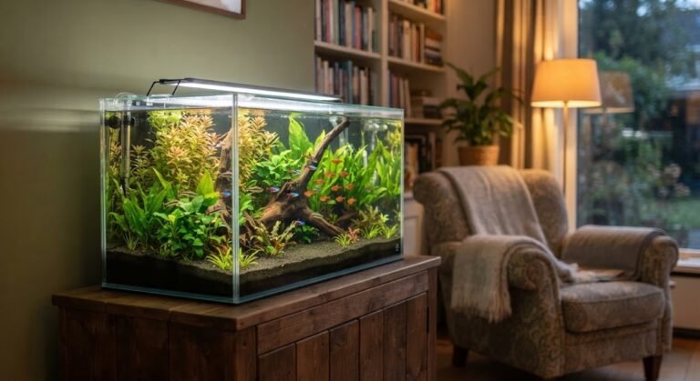 imagen de un acuario en un salon